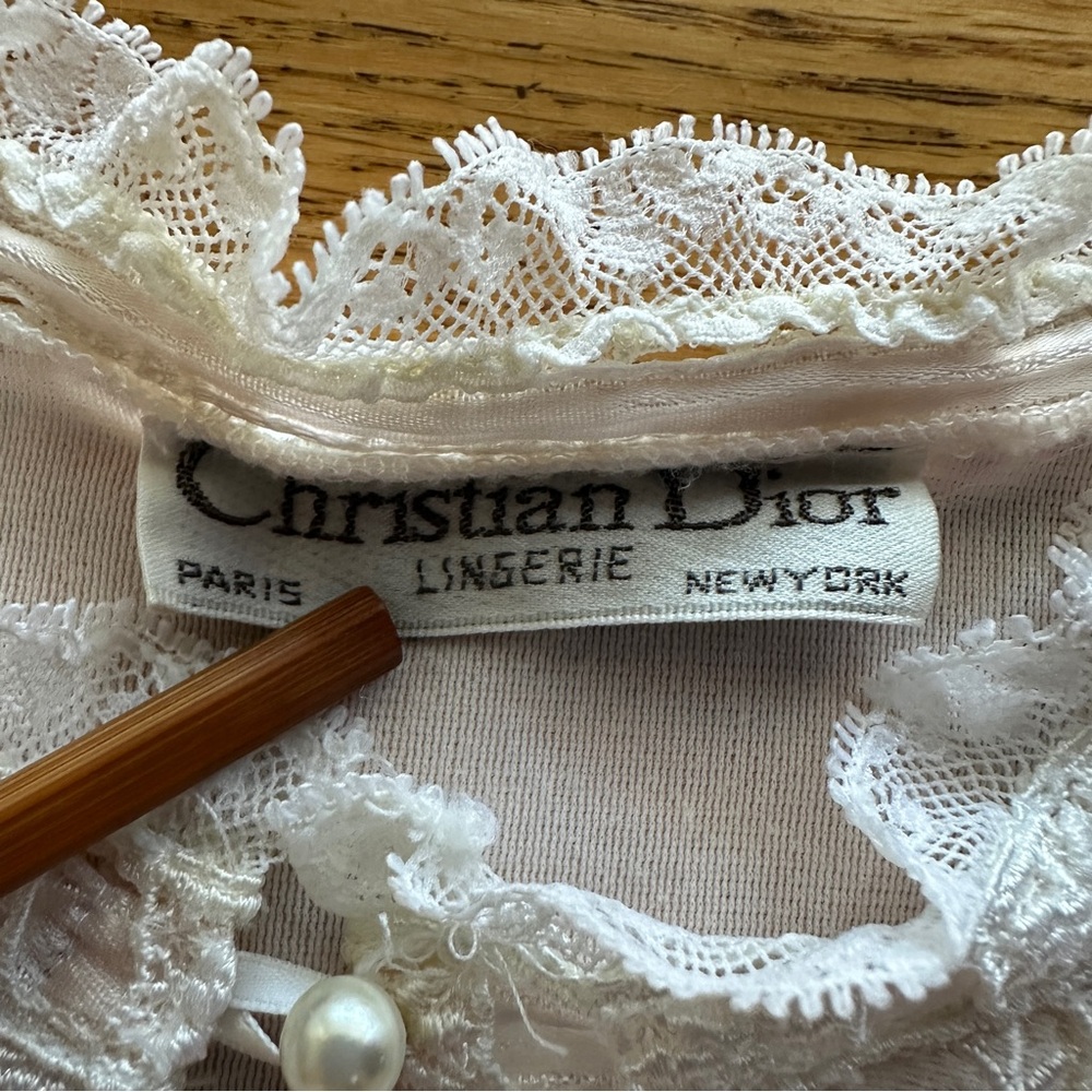 Vintage Chisthian Dior Lingerie with Lace Trim Light Pink Size Small - Picture 2 of 16